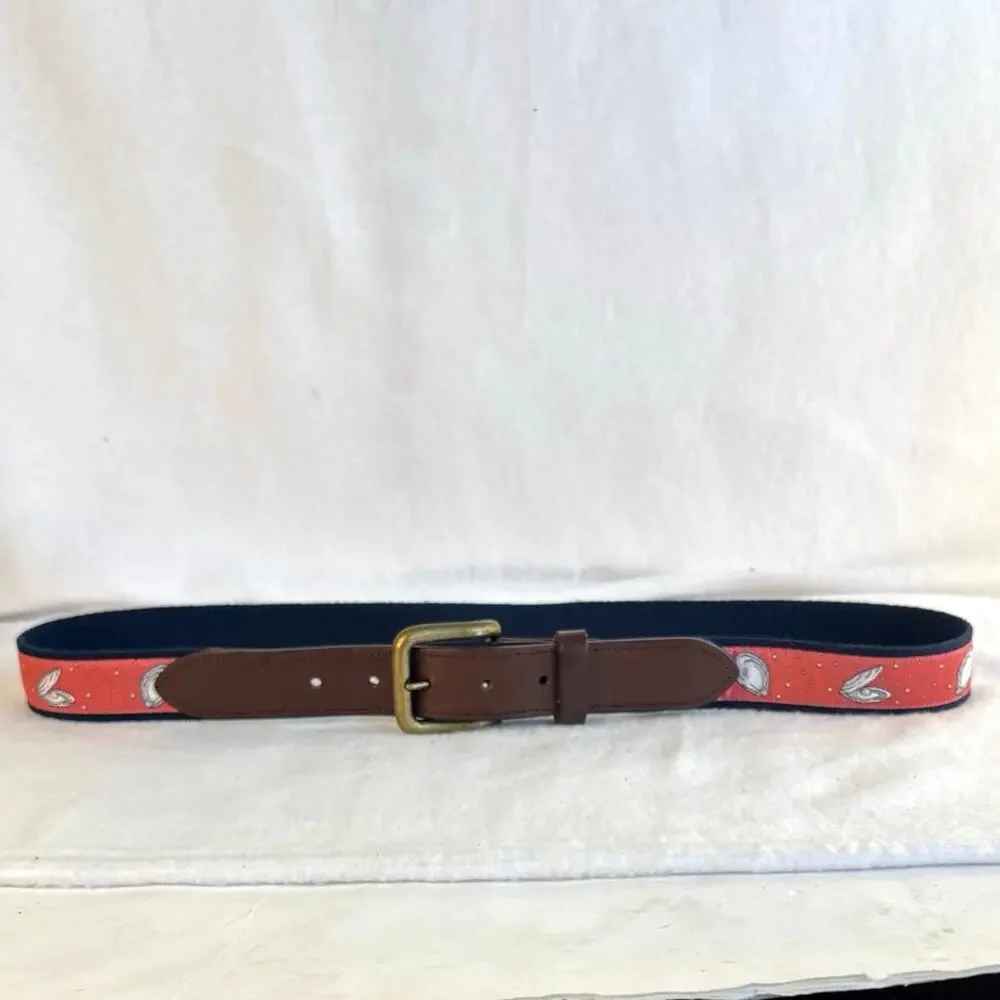 Brown Leather and Red Patterned Men’s Belt